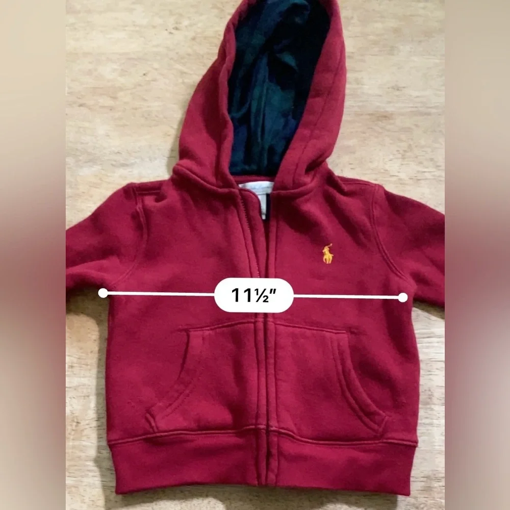 Ralph Lauren Infant Sz 18m Brick Red Fleece Full Zip Polo Hoodie‎